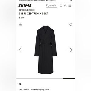 SKIMS oversized black trench coat BNWT size medium bottom